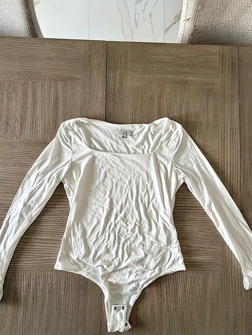Faded Rose Long Sleeve White Bodysuit